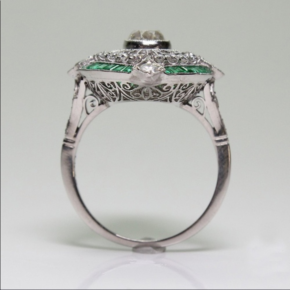 🛑SOLD OUT🛑🙌HP🙌STERLING EMERALD DIAMOND RING - Picture 4 of 7